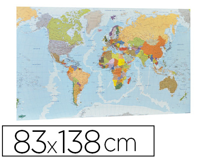 Mapa mural Faibo planisferio político 83x138cm.